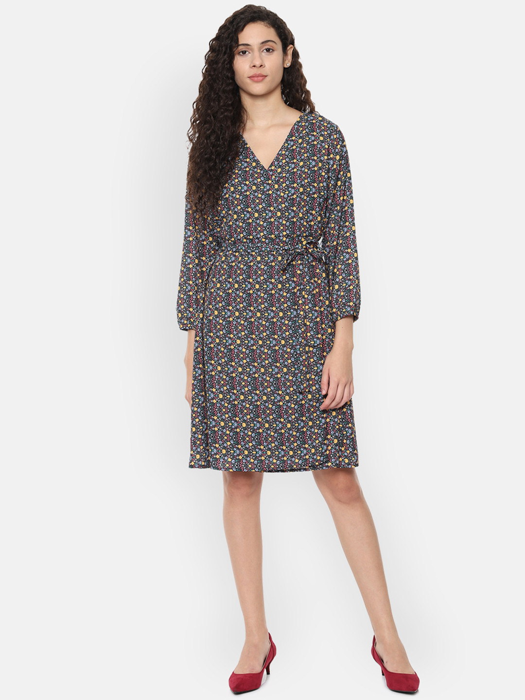 

Van Heusen Woman Multicoloured Floral Printed Fit and Flare Dress, Multi
