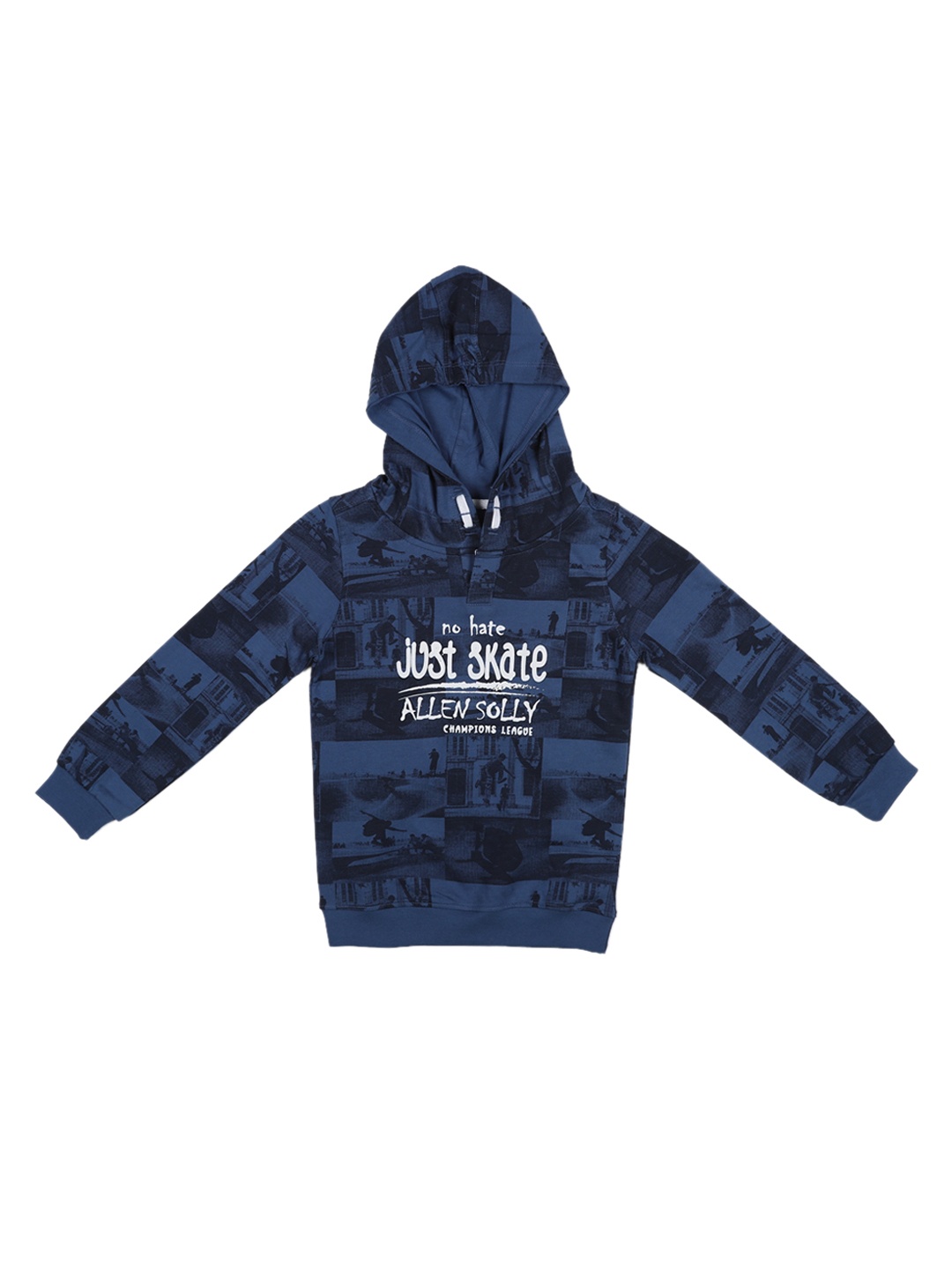 

Allen Solly Junior Boys Navy Blue Printed Hooded Sweatshirt