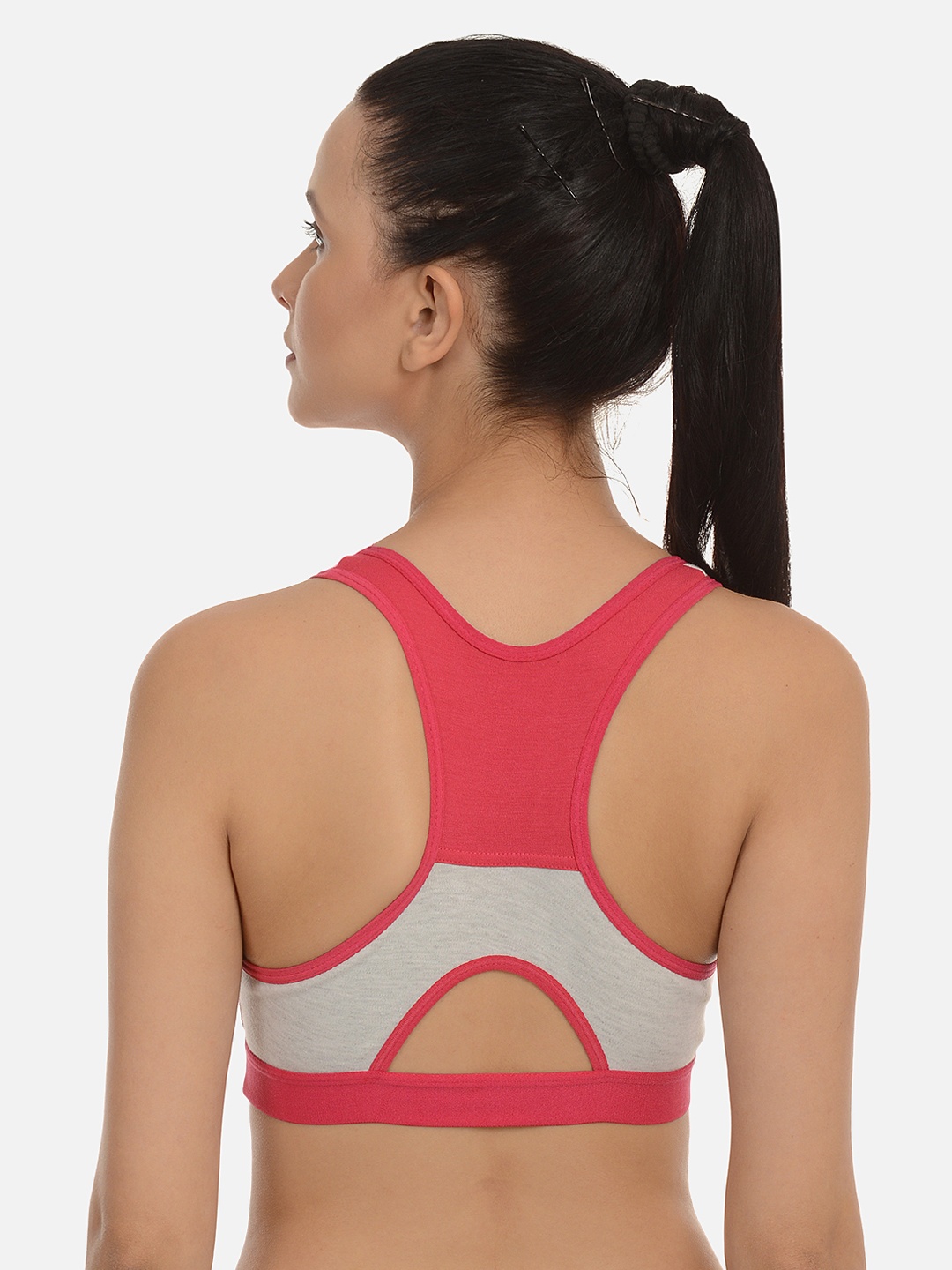 

mod & shy Grey Colourblocked Non-Wired Non Padded Sports Bra MS110