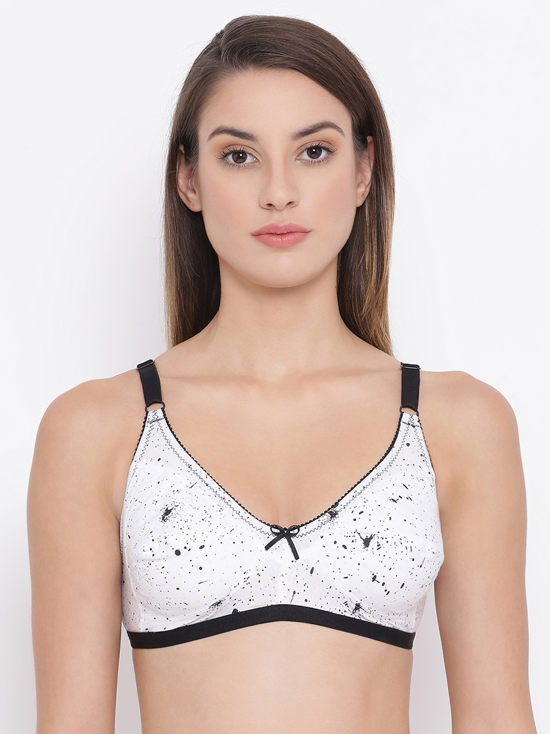 

Clovia Cotton Rich Non-Padded Non-Wired Printed Bra, White