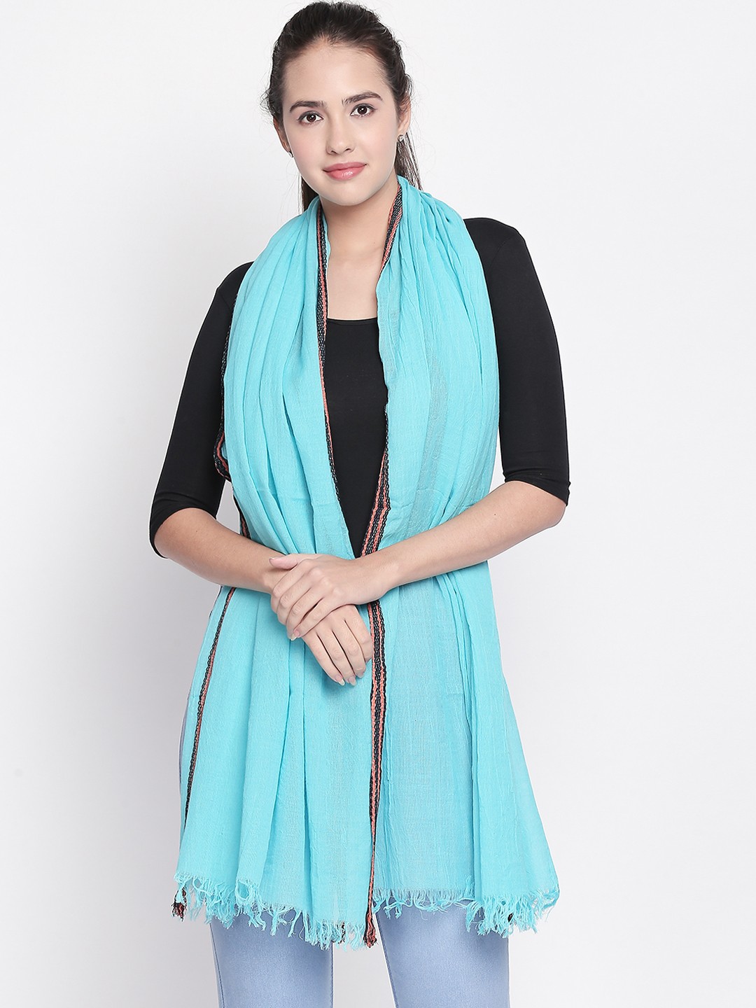 

Style Quotient Women Turquoise Blue Solid Scarf