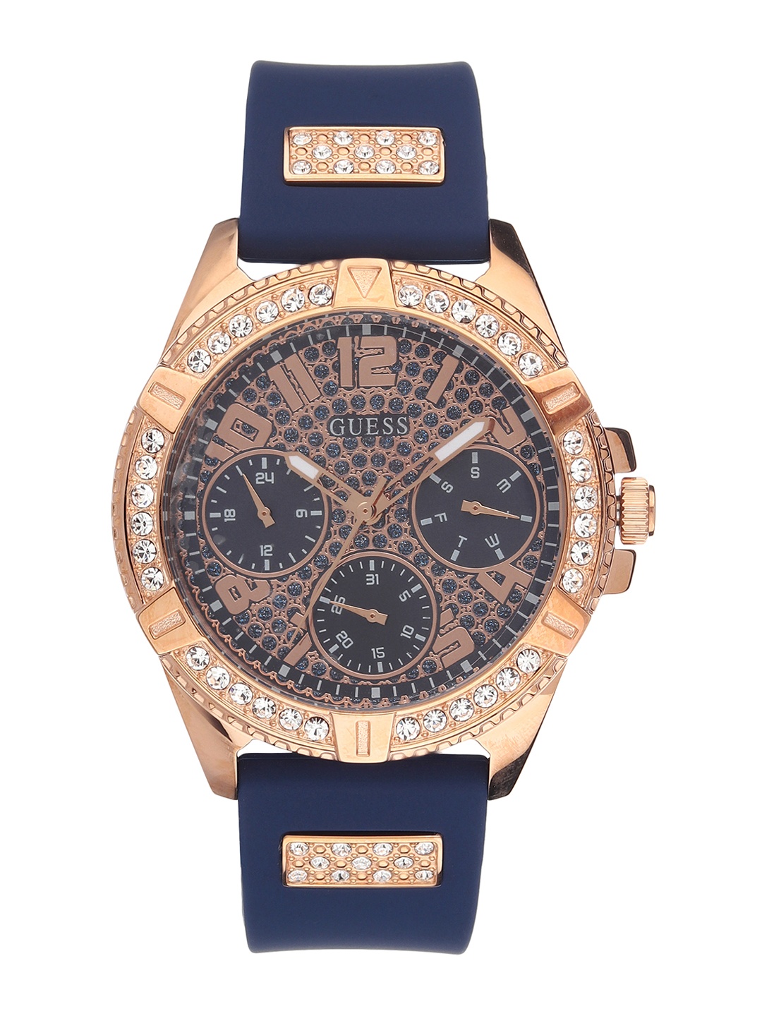 

GUESS Women Gold-Toned & Navy Blue Analogue Watch W1160L3