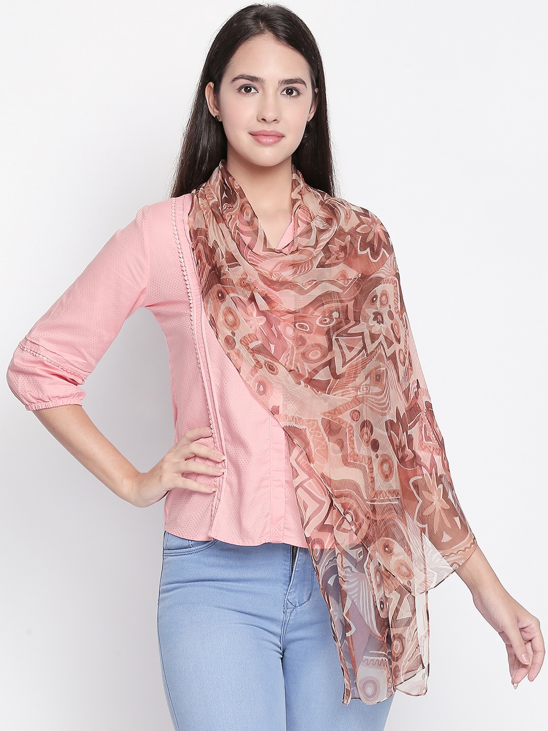 

Style Quotient Beige & Brown Printed Scarf