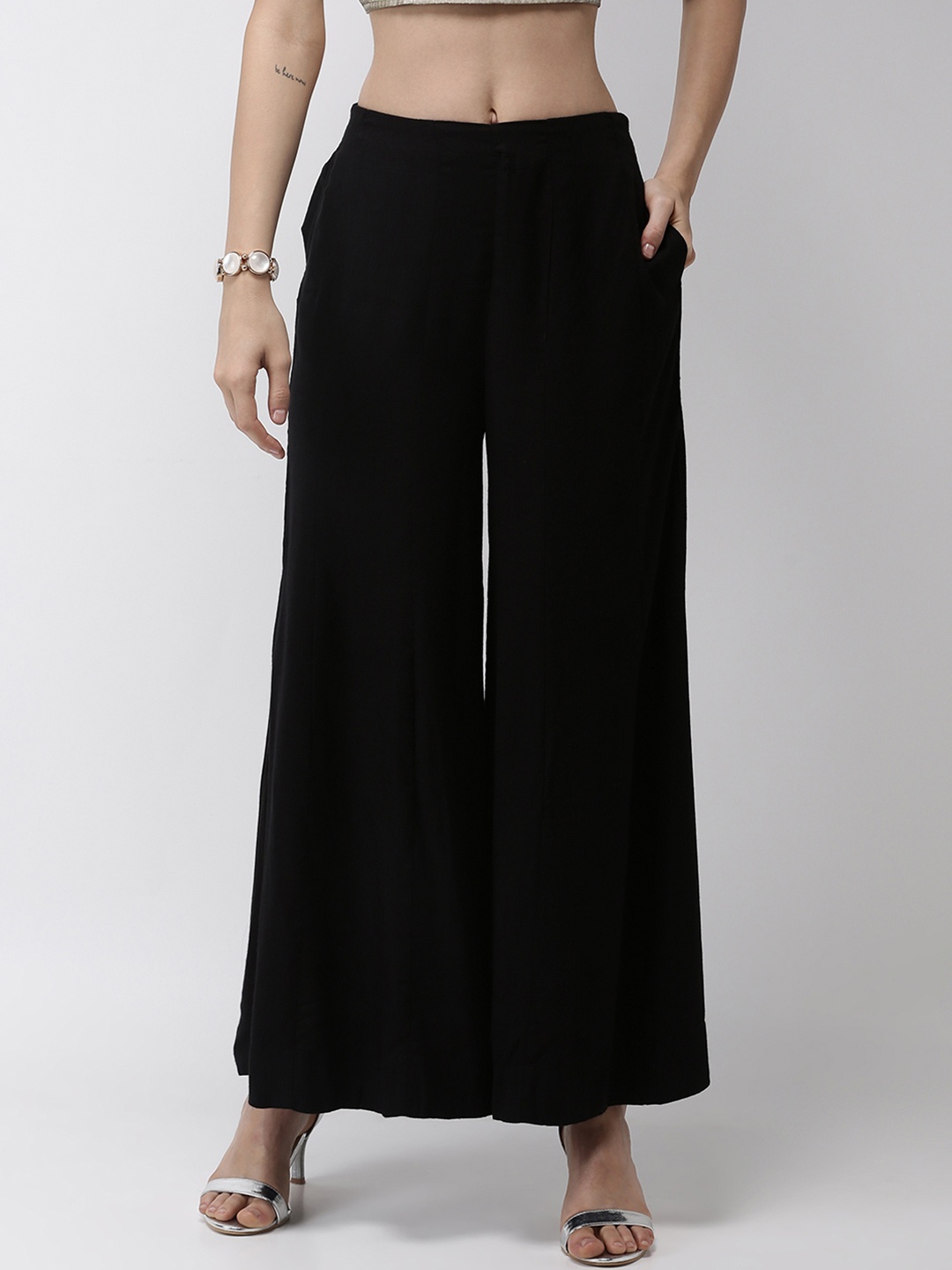 

De Moza Women Black Solid Flared Palazzos