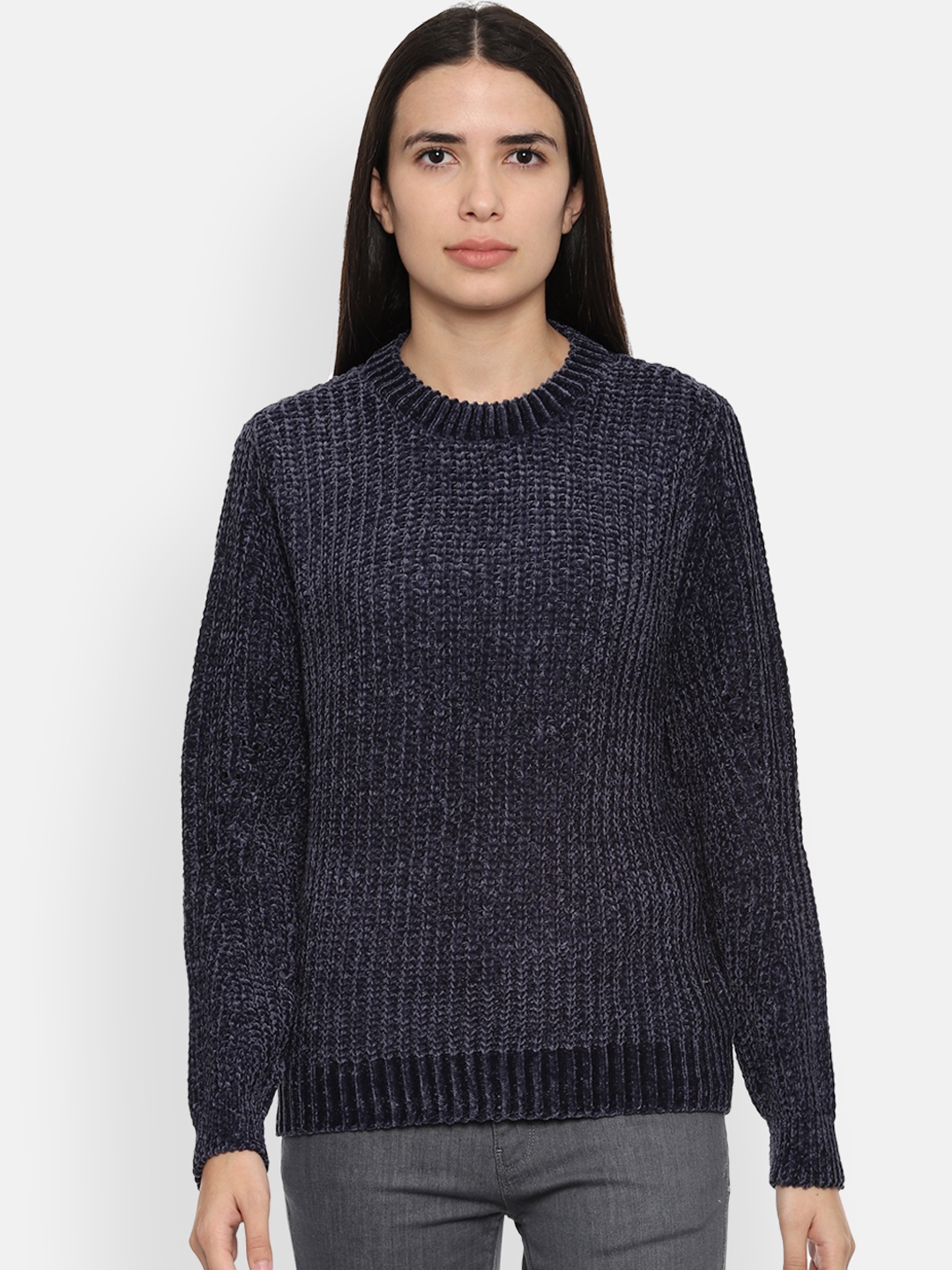

Van Heusen Woman Women Navy Blue Solid Sweater