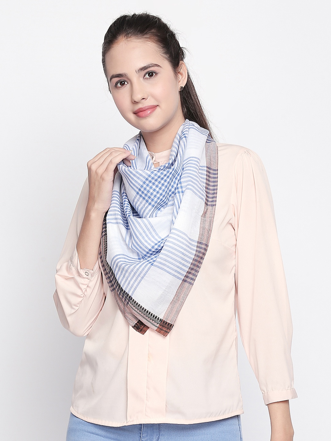 

Style Quotient Women Blue & White Checked Scarf