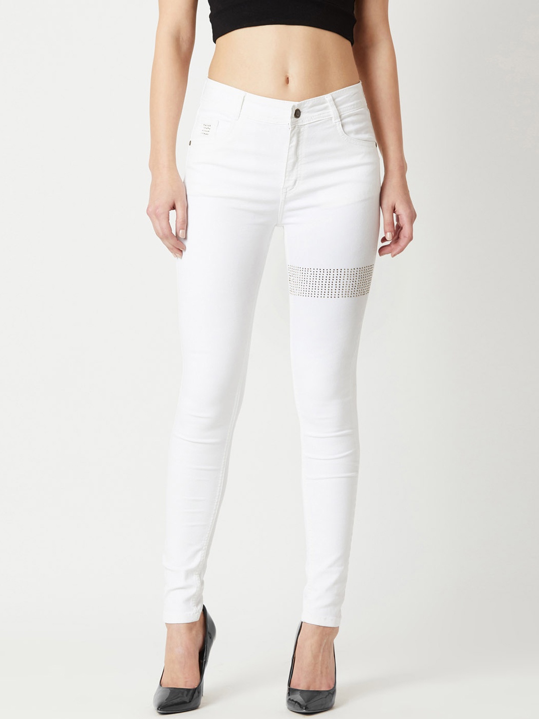 

Miss Chase Women White Skinny Fit Mid-Rise Clean Look Jeans