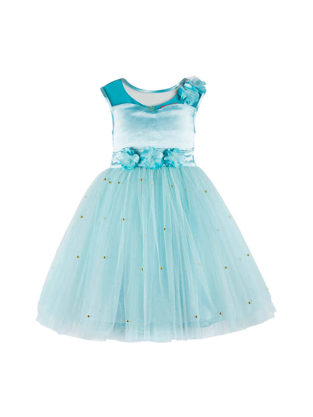 

Toy Balloon kids Girls Turquoise Blue Embellished Fit and Flare Dress