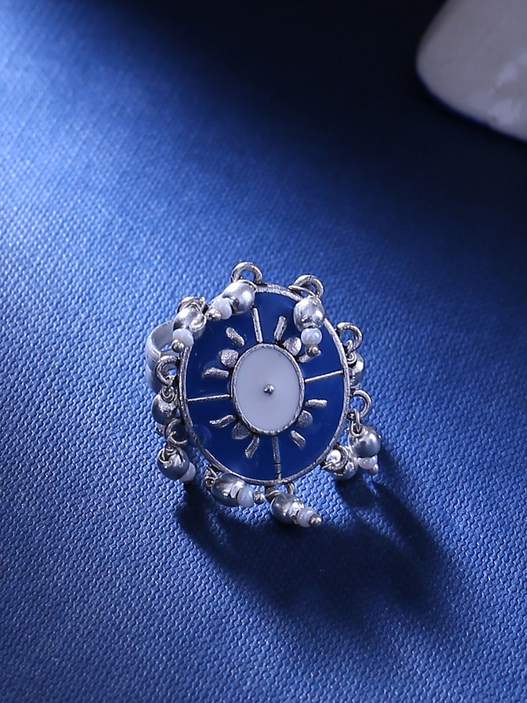 

Voylla Women Blue and Silver-Plated Finger Ring