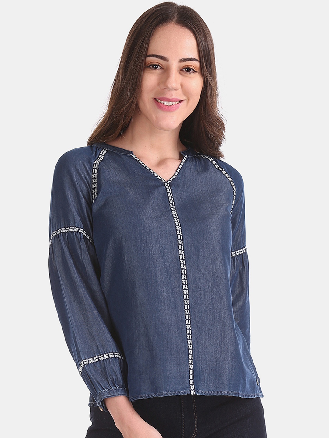 

U.S. Polo Assn. Women Blue Solid Top