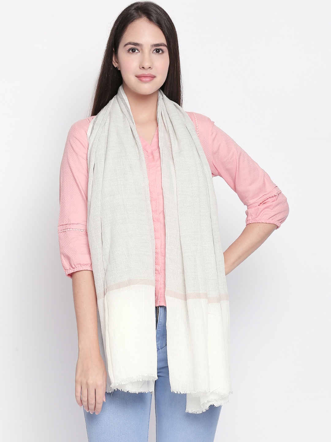 Style Quotient Women Grey Striped Scarf