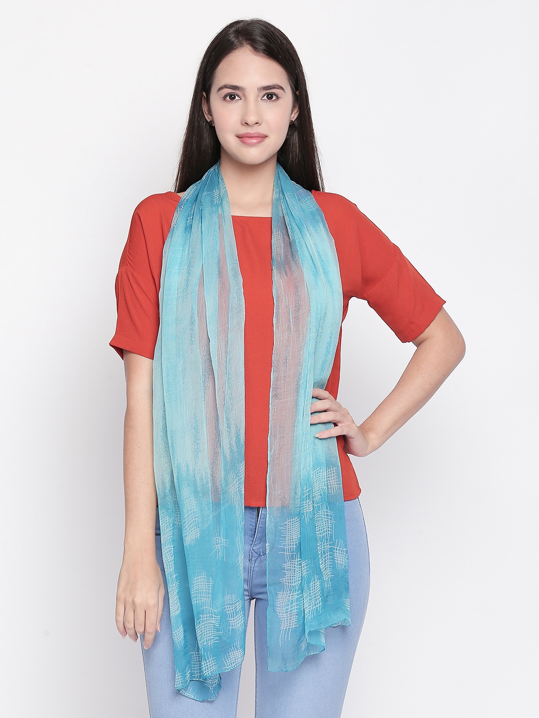 

Style Quotient Blue Printed Scarf