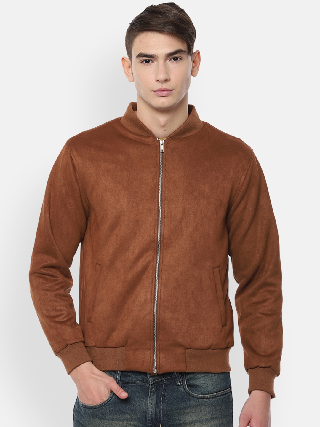 

People Men Brown Solid Jacket
