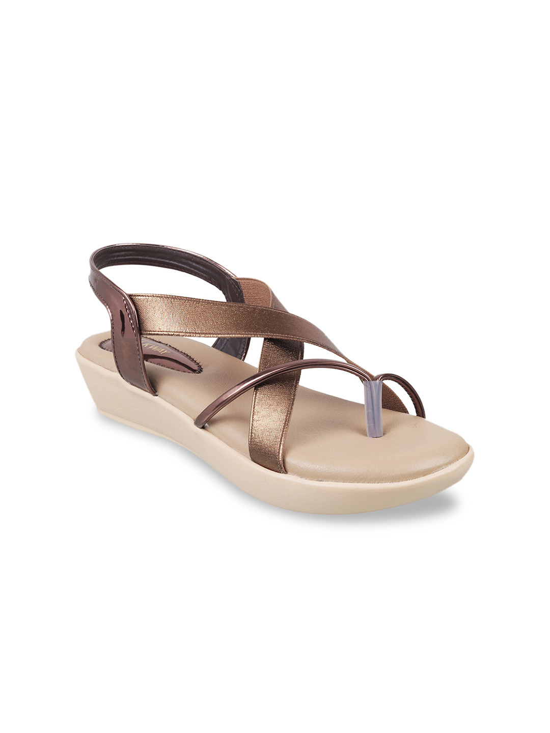 

WALKWAY by Metro Women Bronze-Toned Solid Sandals