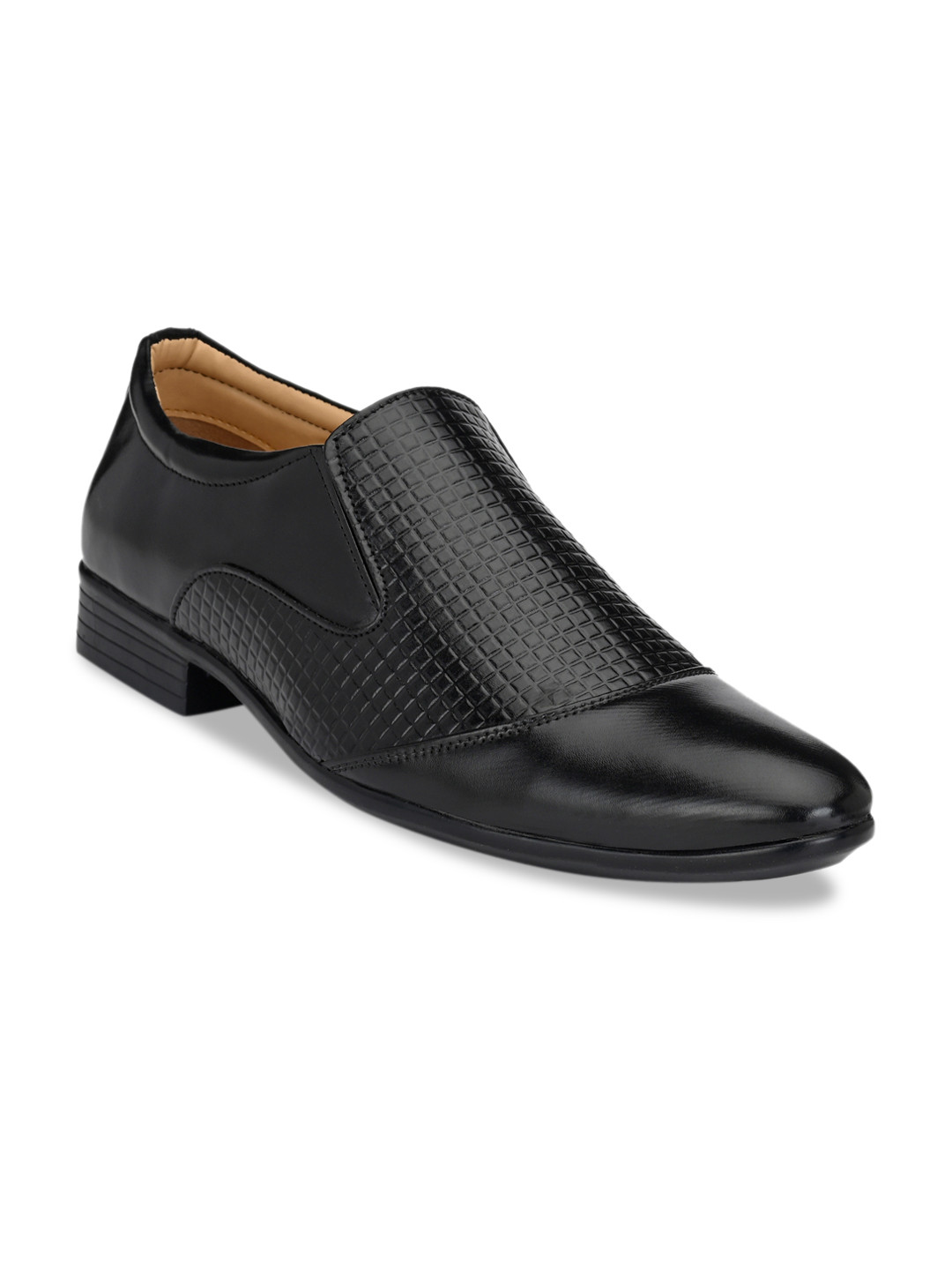 

Prolific Men Black Textured Slip-On Formal Shoes