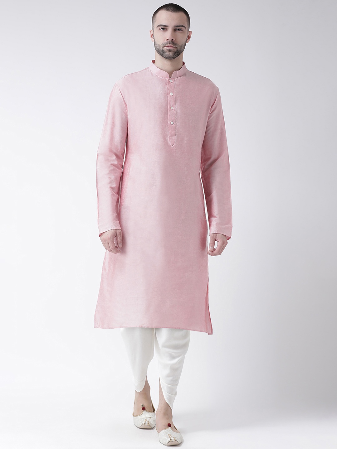 

KISAH Men Peach-Coloured & Off-White Solid Kurta with Harem Pants