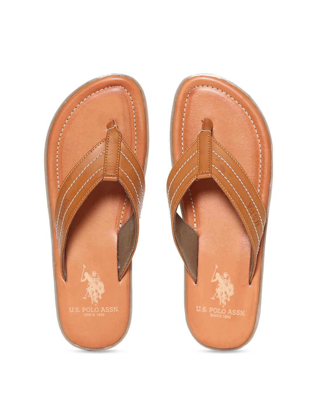 

U.S. Polo Assn. Men Tan Brown SIESTA Solid Leather Sandals