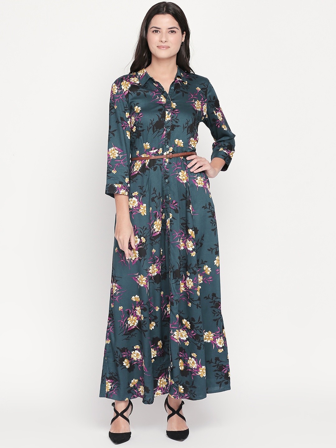 

Honey by Pantaloons Women Printed Green Maxi Dress