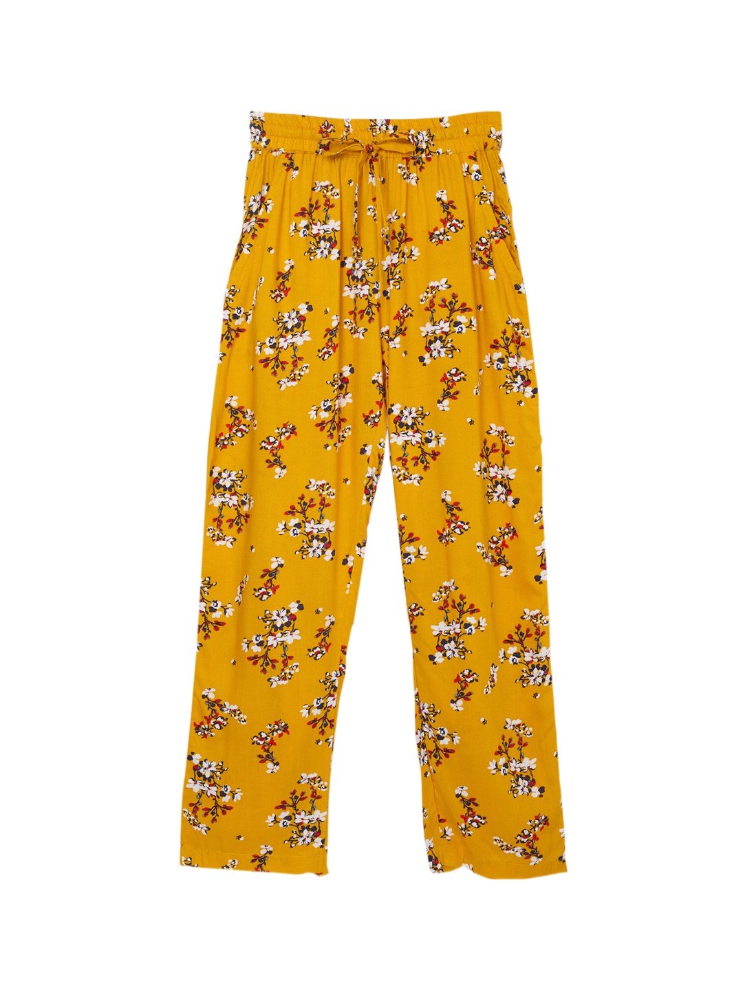 

Cub McPaws Girls Yellow Printed Straight Palazzos