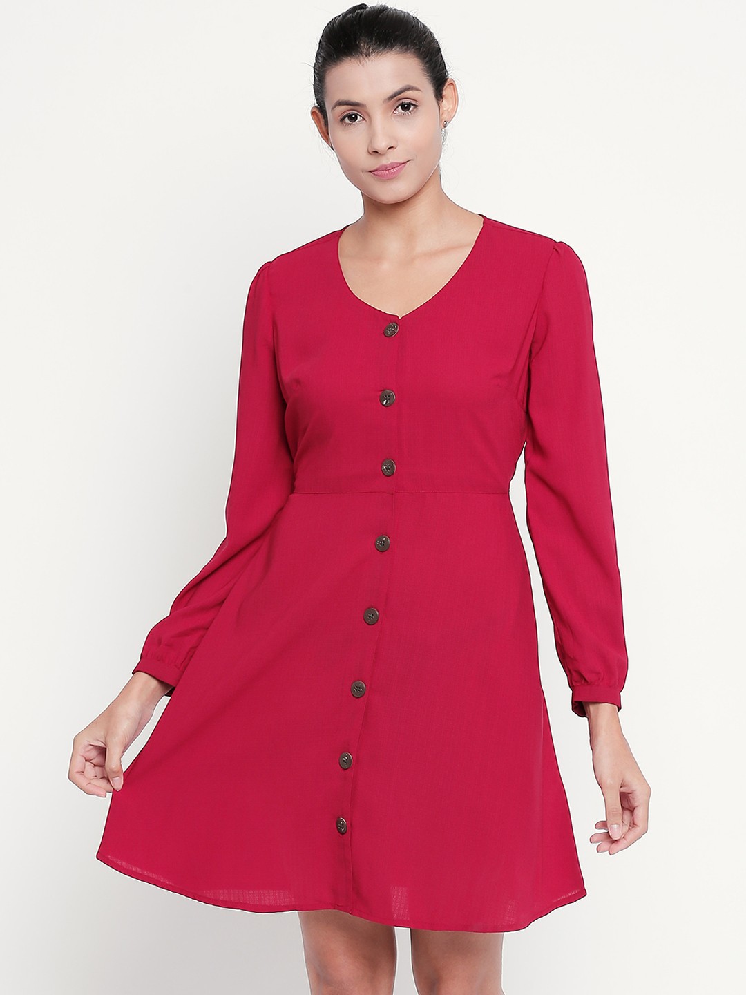 

Honey by Pantaloons Women Solid Red A-Line Dress