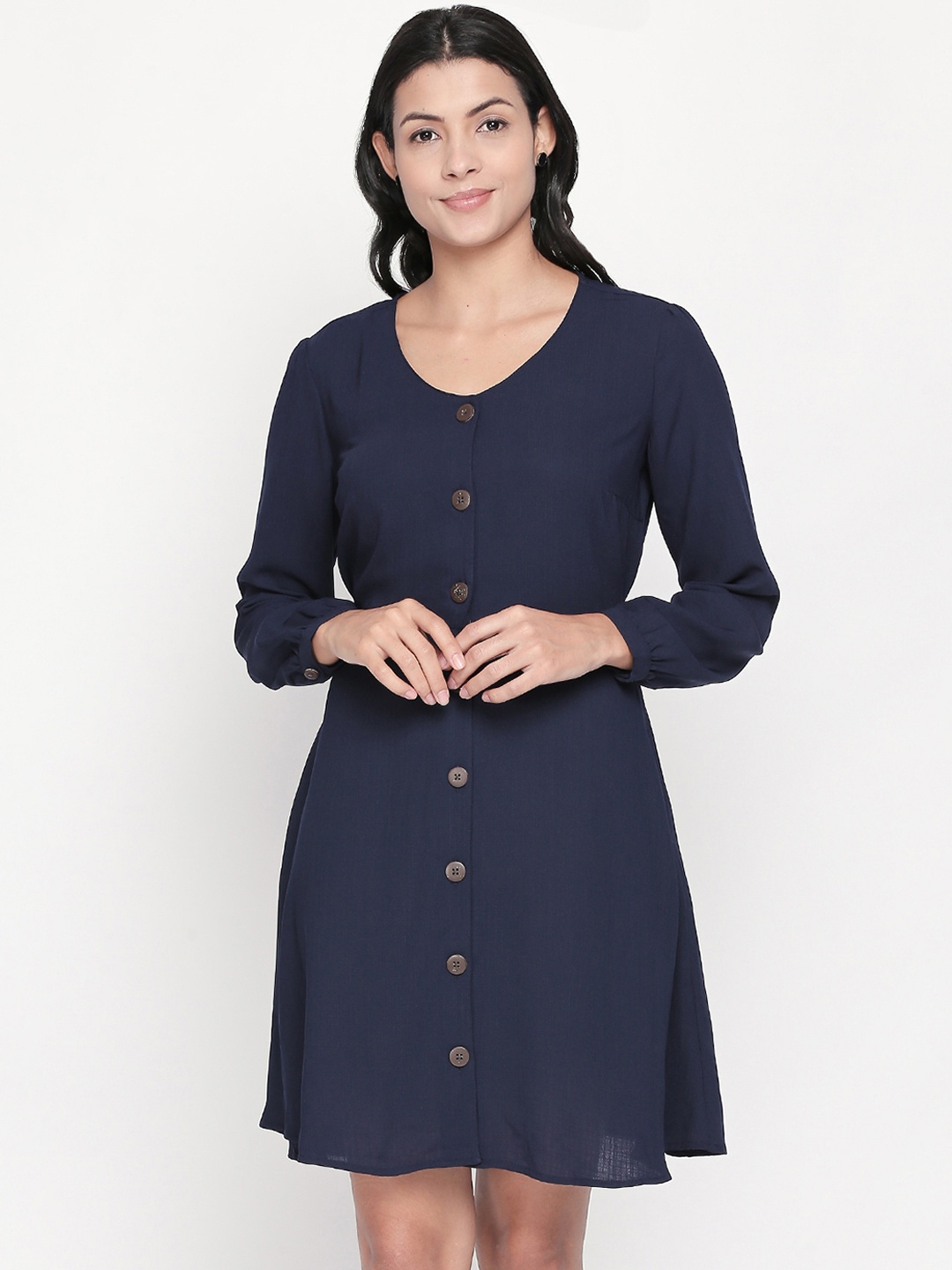 

Honey by Pantaloons Women Solid Navy Blue A-Line Dress