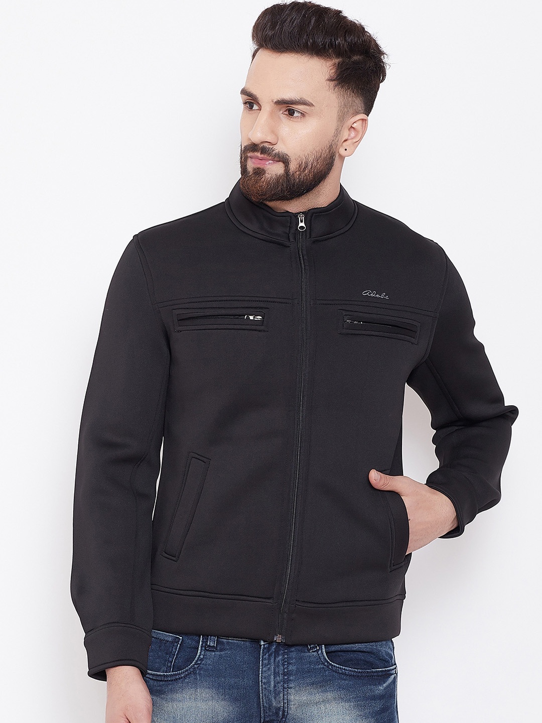 

Adobe Men Black Solid Padded Jacket