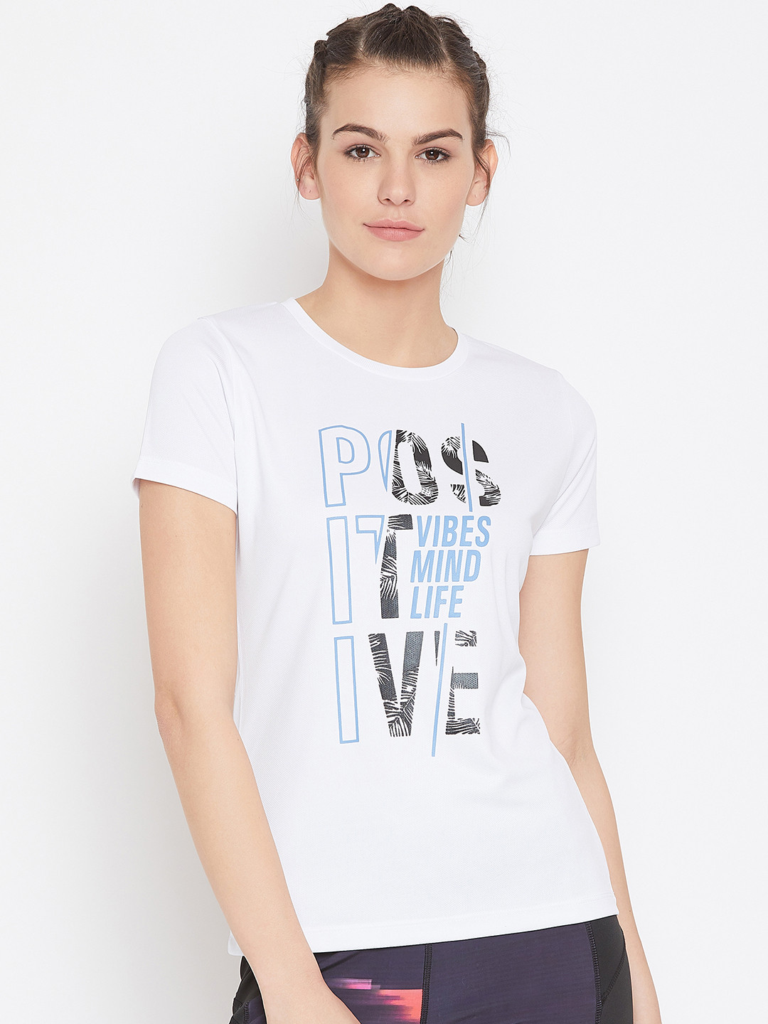 

PERFKT-U Women White Printed Round Neck T-shirt
