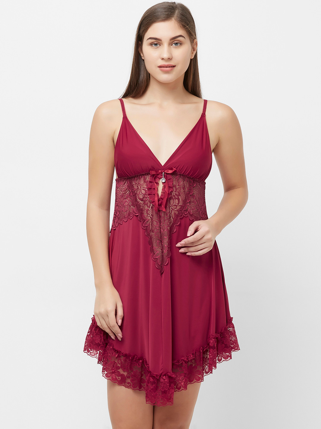 

FashionRack Maroon Solid Baby Doll 1219Maroon