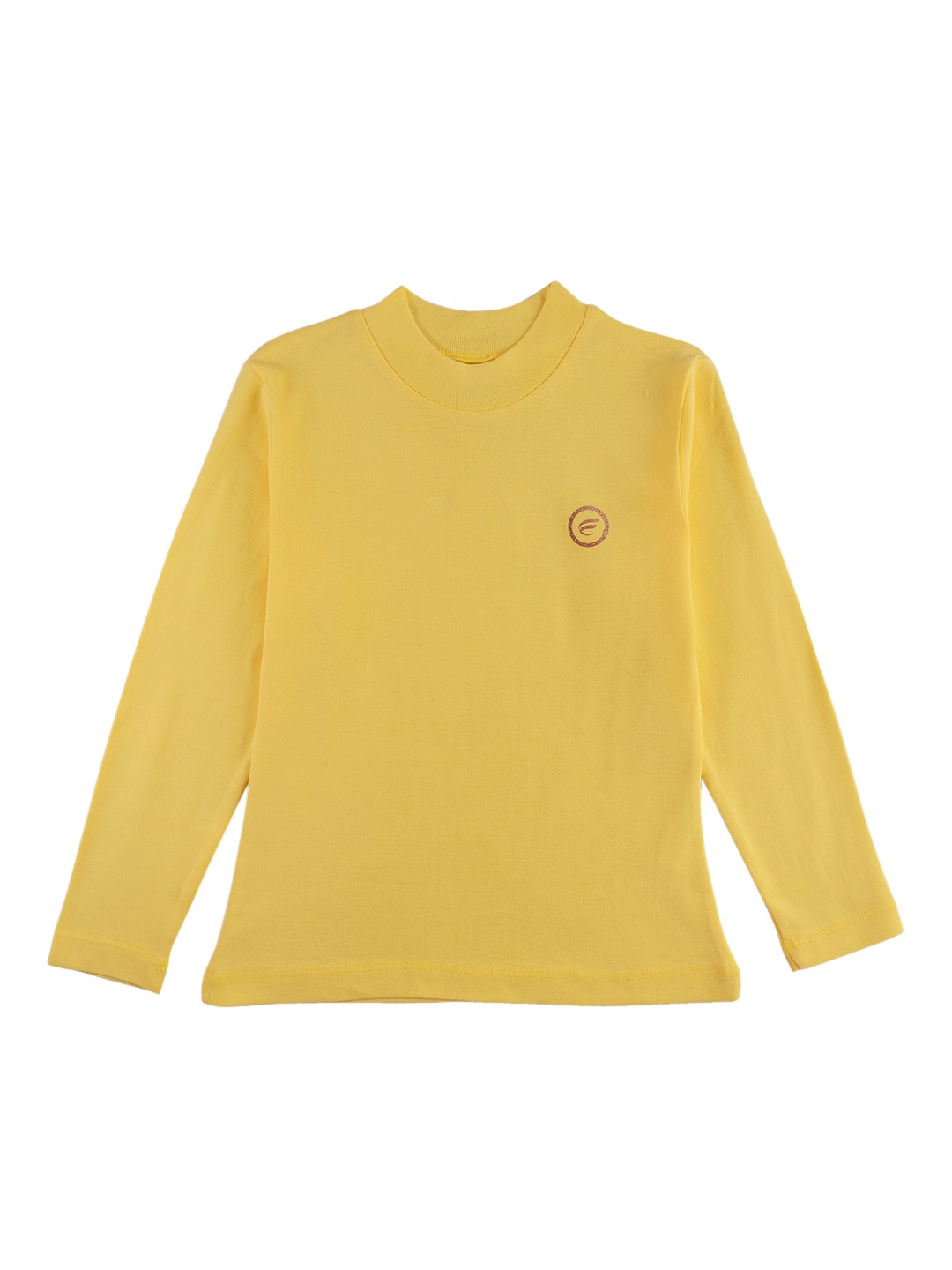 

FEMEA Girls Yellow Solid Round Neck T-shirt
