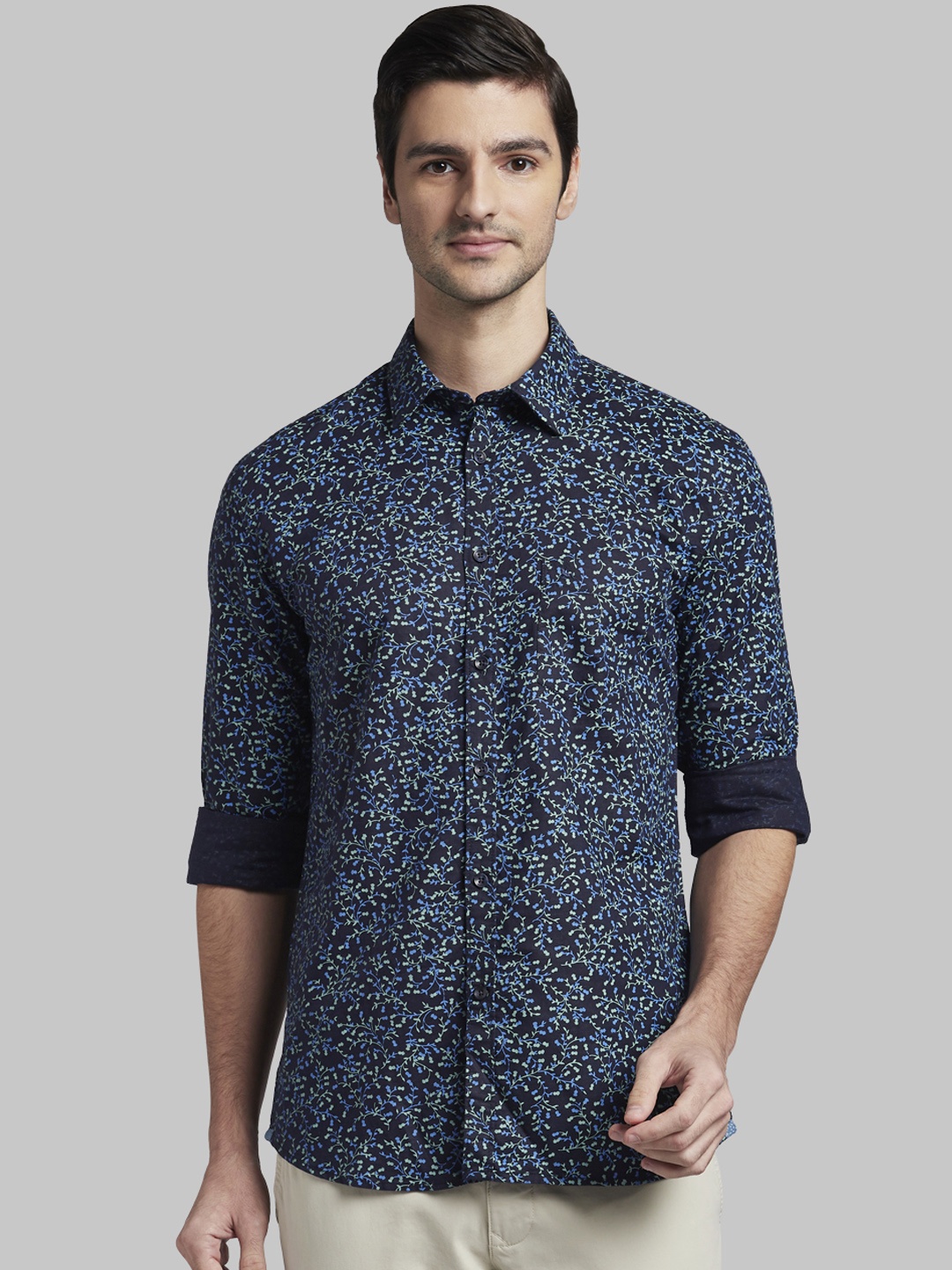 

Parx Men Blue Slim Fit Printed Casual Shirt