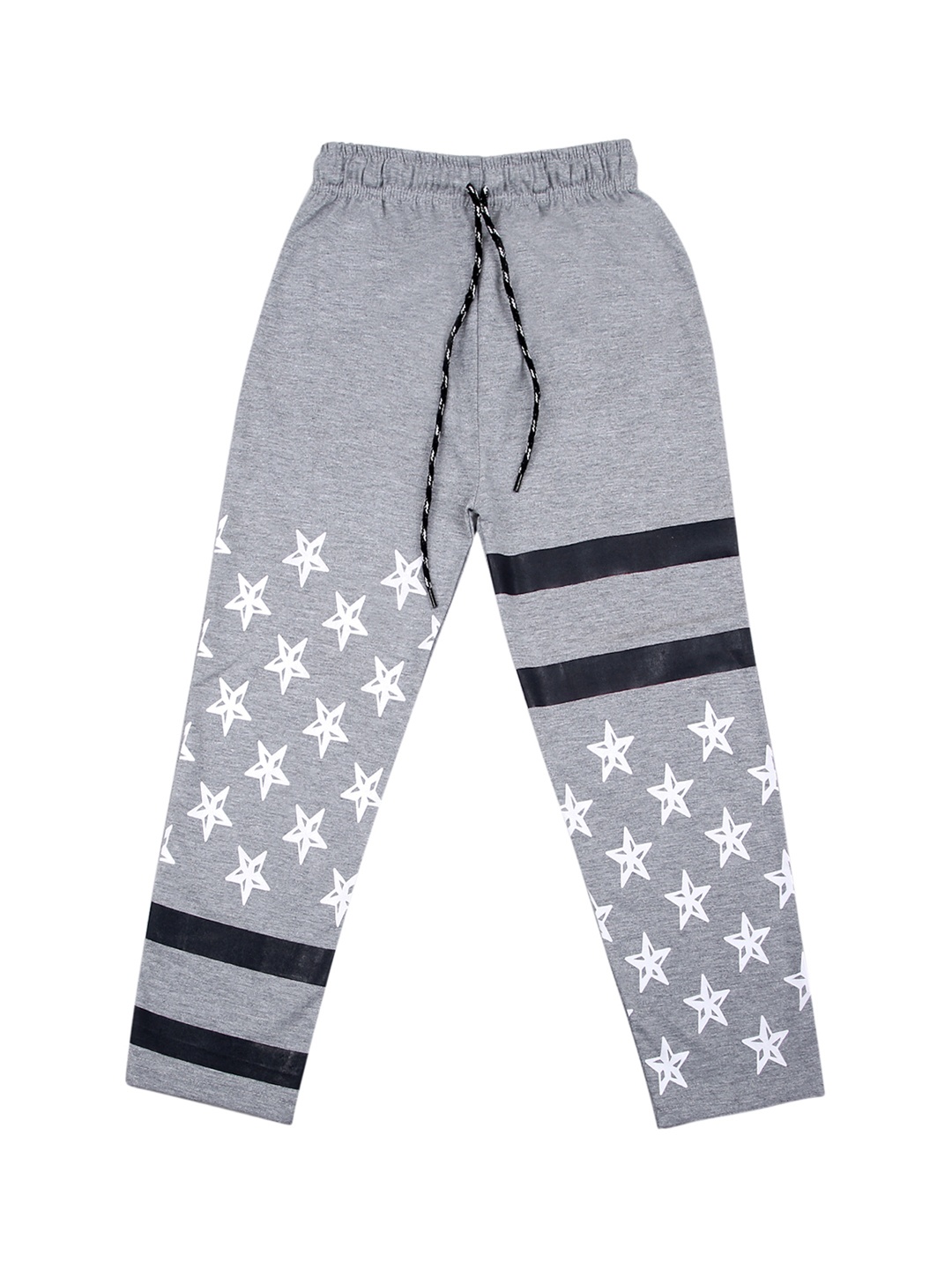 

SWEET ANGEL Kids Grey & White Straight Fit Printed Track Pants