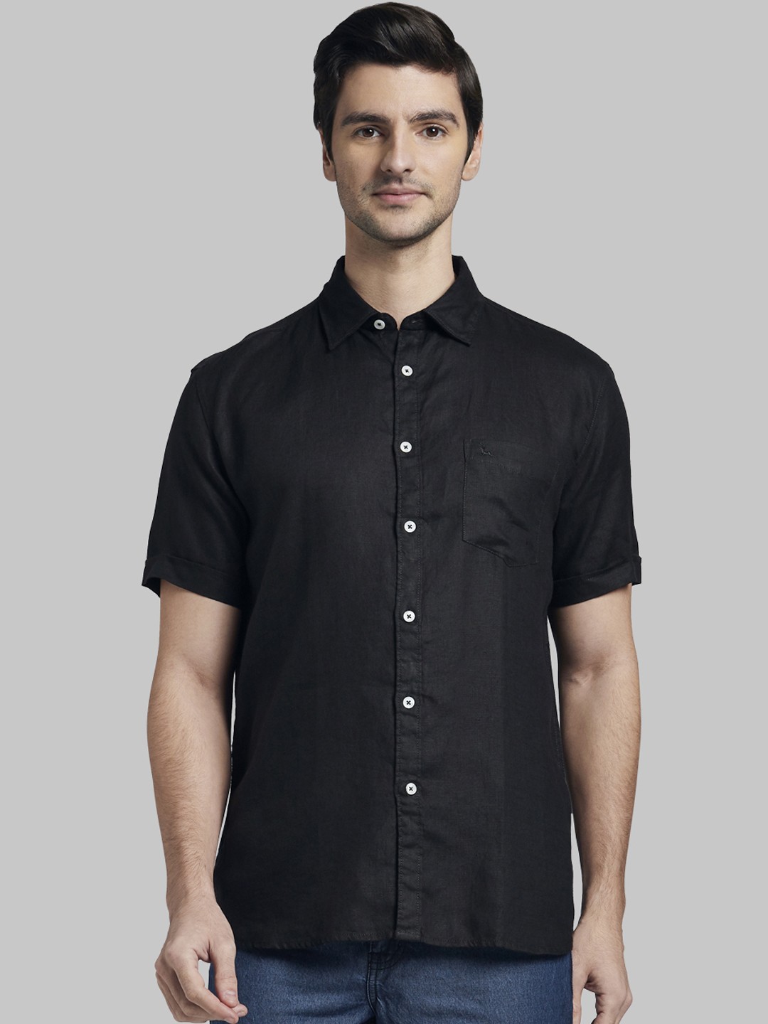 

Parx Men Black Slim Fit Solid Casual Shirt