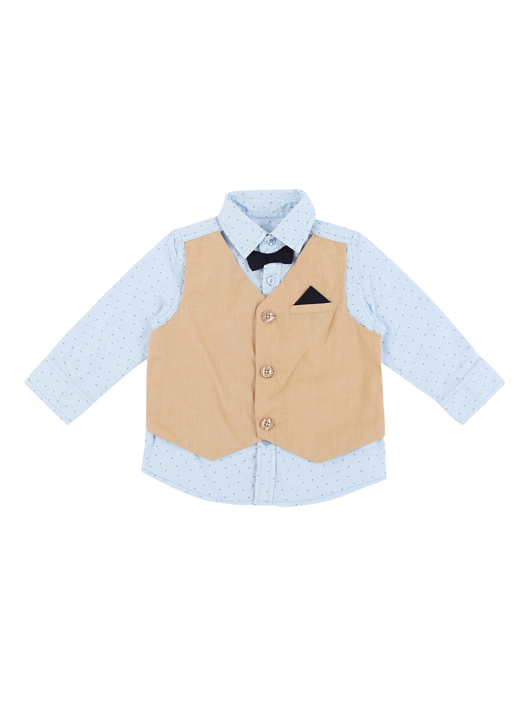 

Pantaloons Baby Boys Blue Regular Fit Printed Pure Cotton Party Shirt