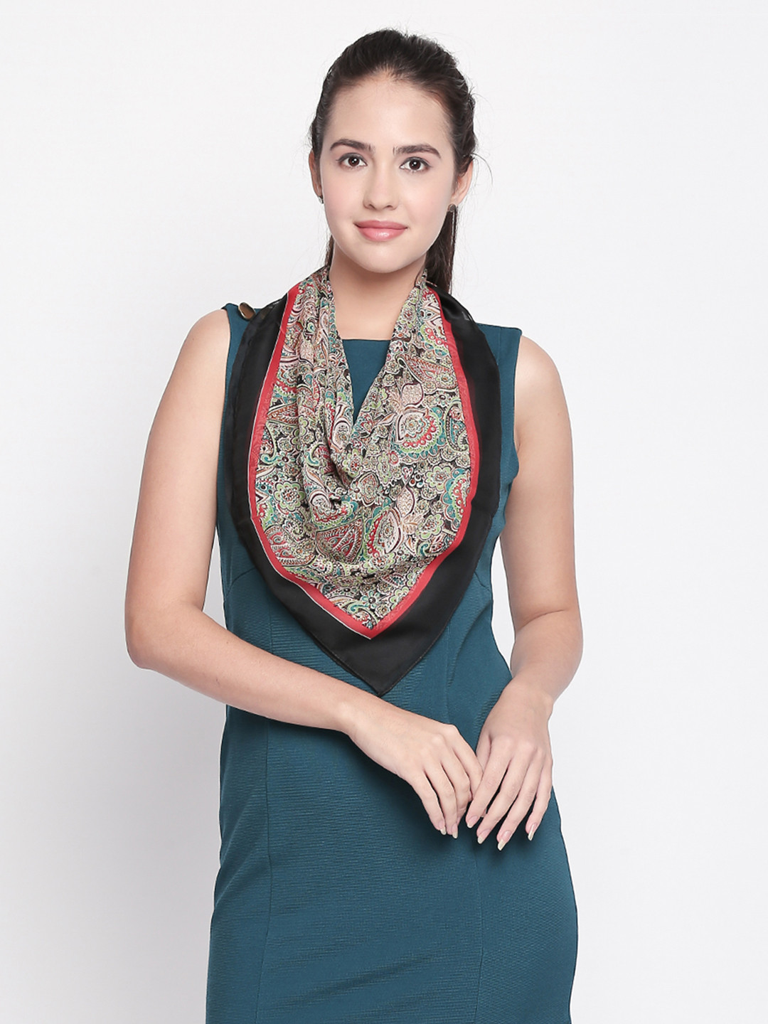 

Style Quotient Green & Black Printed Scarf