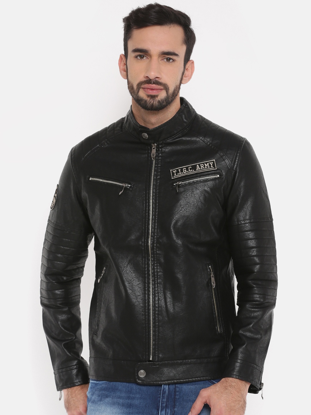 

The Indian Garage Co Men Black Solid Insulator Jacket