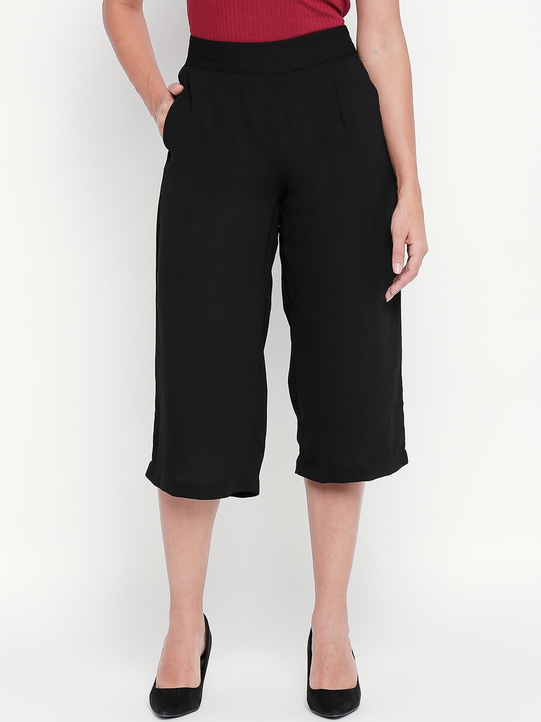 

Honey by Pantaloons Women Black Regular Fit Solid Parallel Trousers