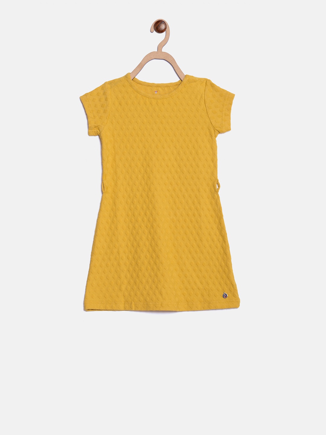 

ELLE Girls Yellow Self Design Fit and Flare Dress