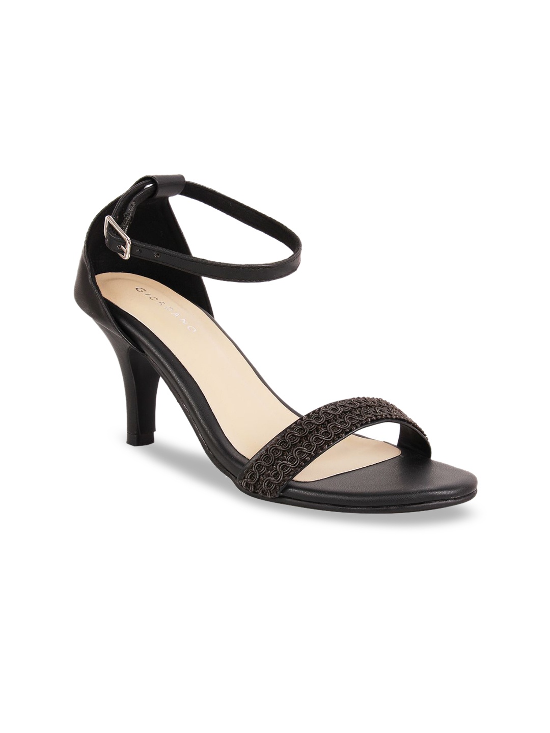 GIORDANO Women Black Woven Design Heels