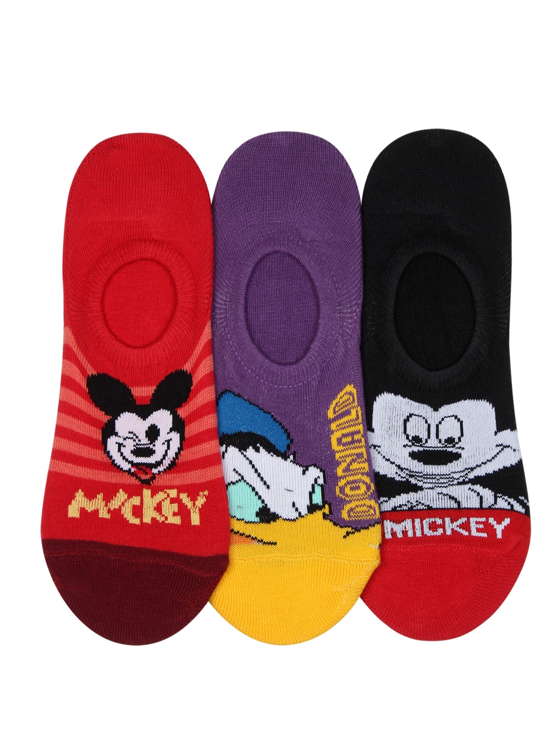 

Supersox Men Disney Pack of 3 Mickey & Friends Patterned Shoeliners, Red