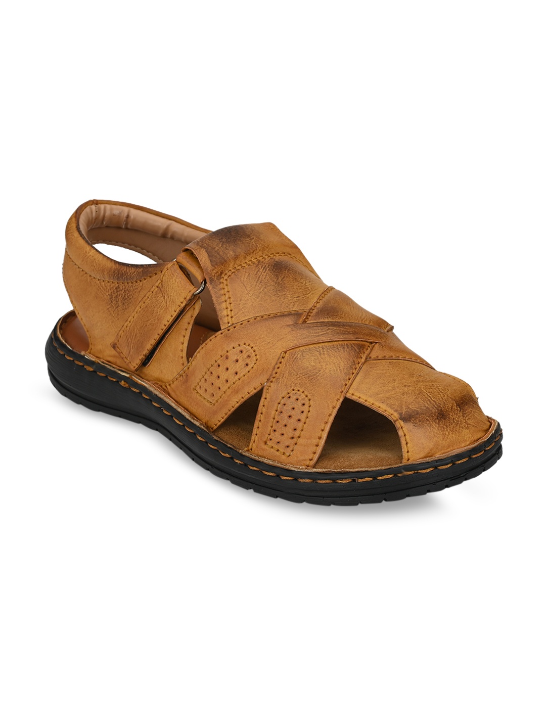 

El Paso Men Tan Brown Solid Fisherman Sandals