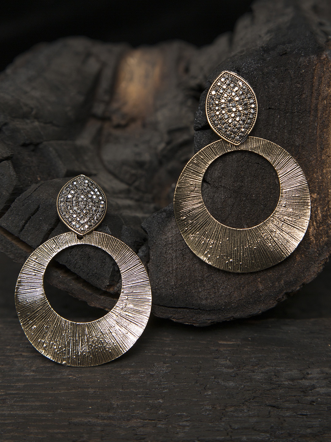 

Mali Fionna Gold-Toned Circular Drop Earrings