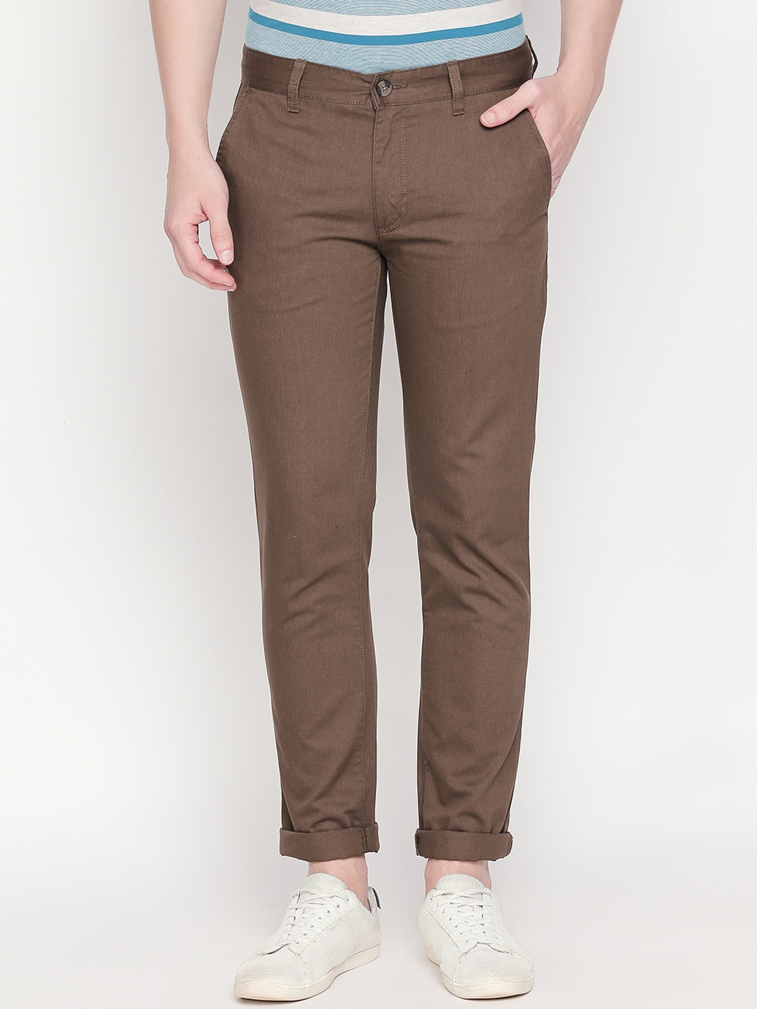 

BYFORD by Pantaloons Men Brown Slim Fit Solid Regular Trousers