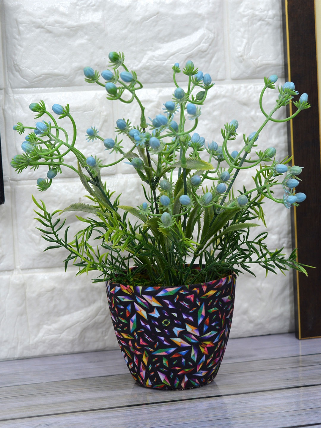 

fancy mart Unisex Blue & Green Artificial Milk Weed Plant With Pot