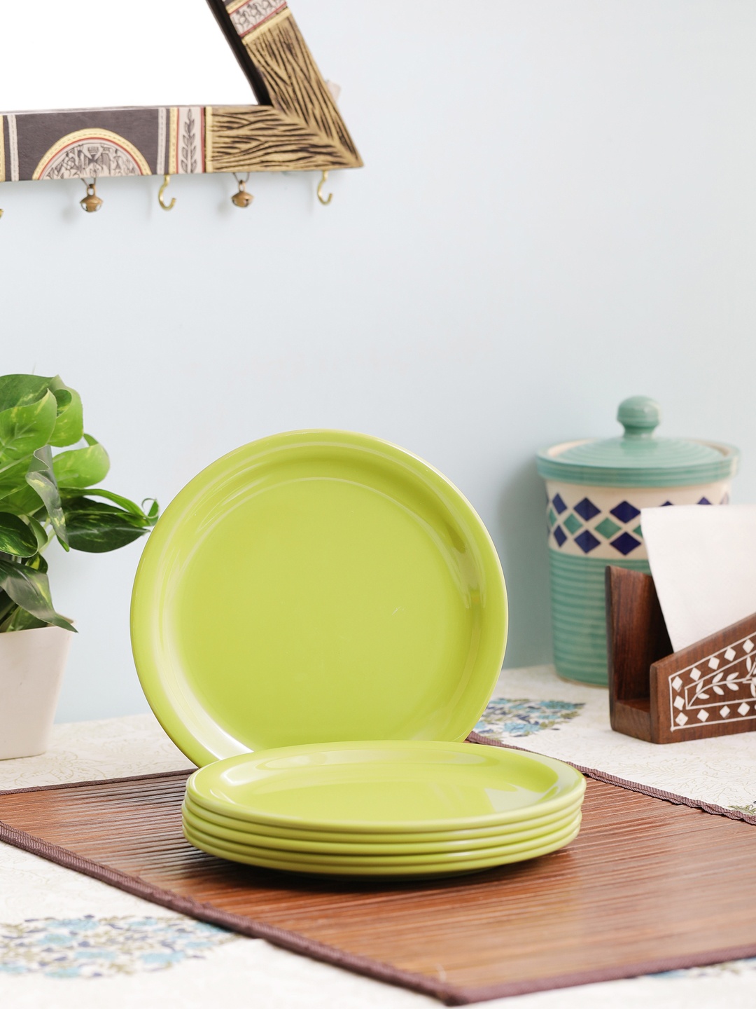 

Servewell Green 6-Pieces Solid Melamine Plates Set
