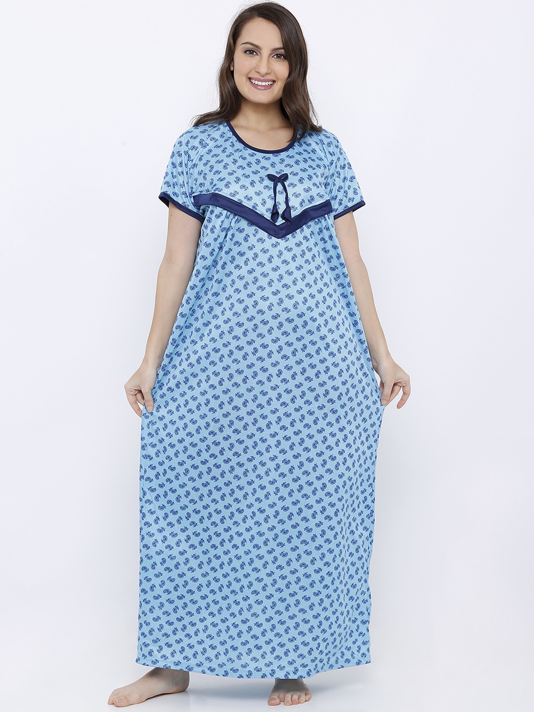 

Pretty Awesome Women Maternity Blue Printed Nightdress