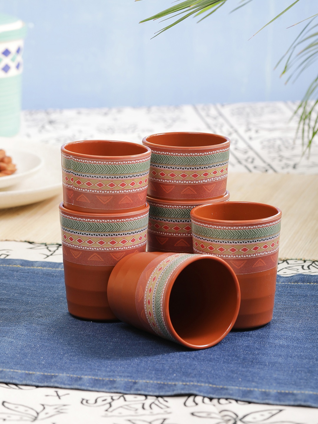 Servewell Brown 6-Pieces Printed Melamine Glasses Set