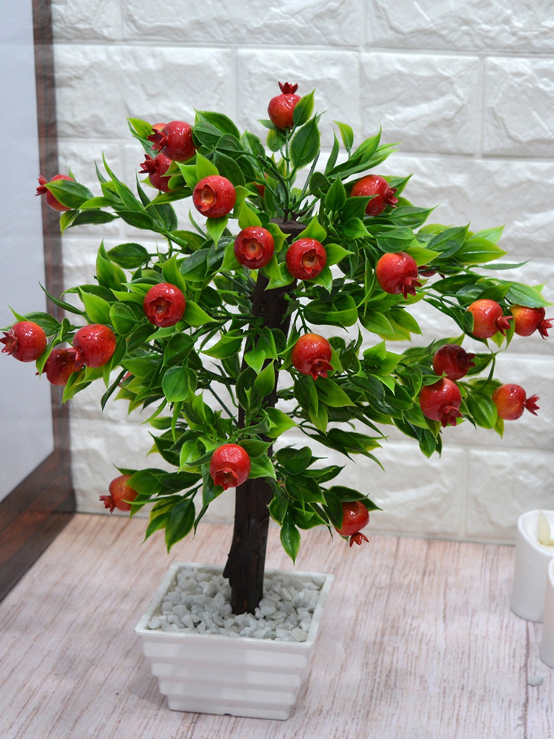 

fancy mart Unisex Red & Green Artificial Bonsai Plant With Pot