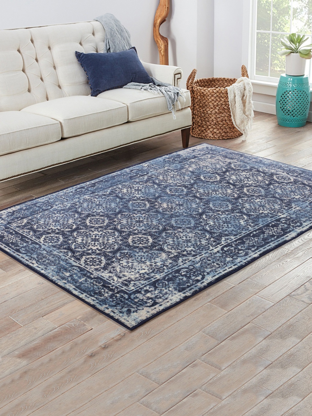 

RUGSMITH Premium Blue Patterned No-Shred Carpet