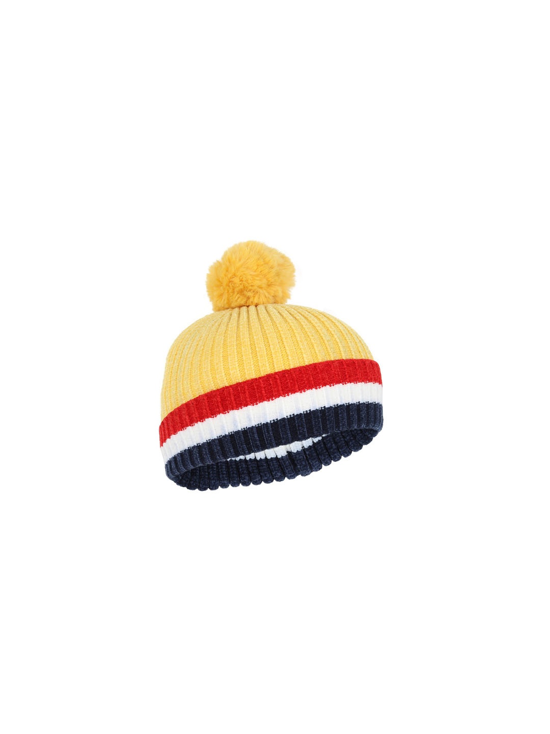 

FabSeasons Kids Yellow Self Design Beanie