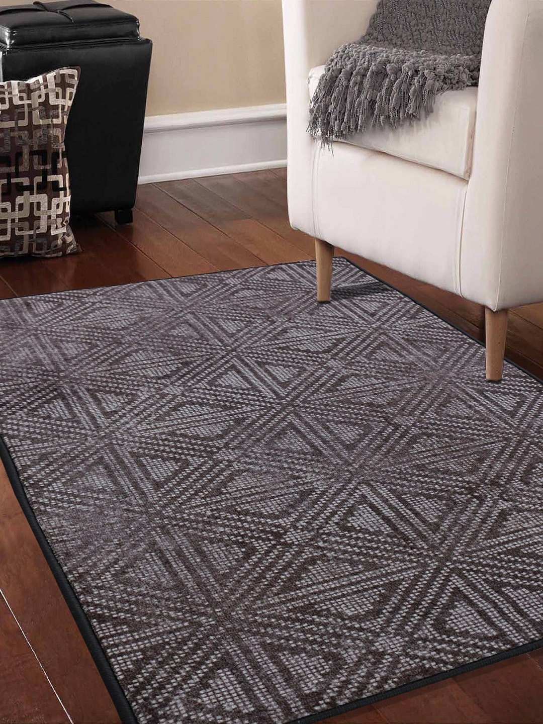 RUGSMITH Premium Grey & Brown Patterned No-Shred Carpet